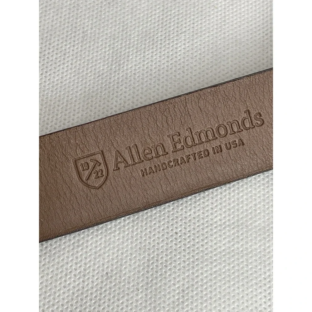 Allen Edmonds Woven Teju Lizard Belt Size 36 Brown Leather Brass Handcrafted USA